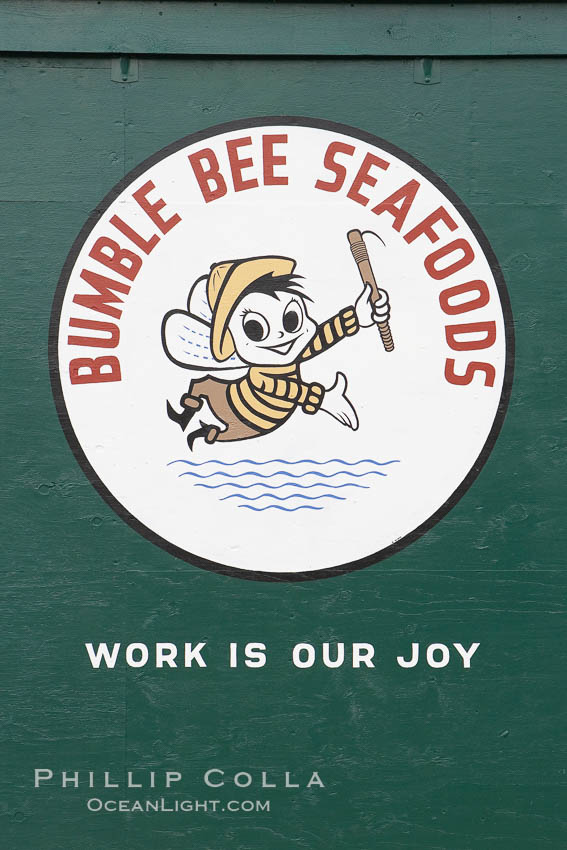 Old Bumblebee Tuna cannery logo, Pier 39. Astoria, Oregon, USA, natural history stock photograph, photo id 19379