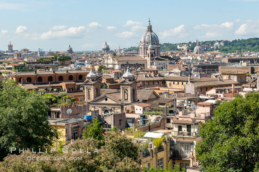 Old Rome viewed from the Borghese Gardens, Rome. Italy, natural history stock photograph, photo id 35575