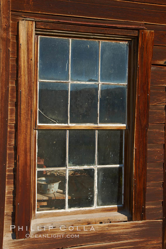 Old window, on barber shop. Bodie State Historical Park, California, USA, natural history stock photograph, photo id 23157