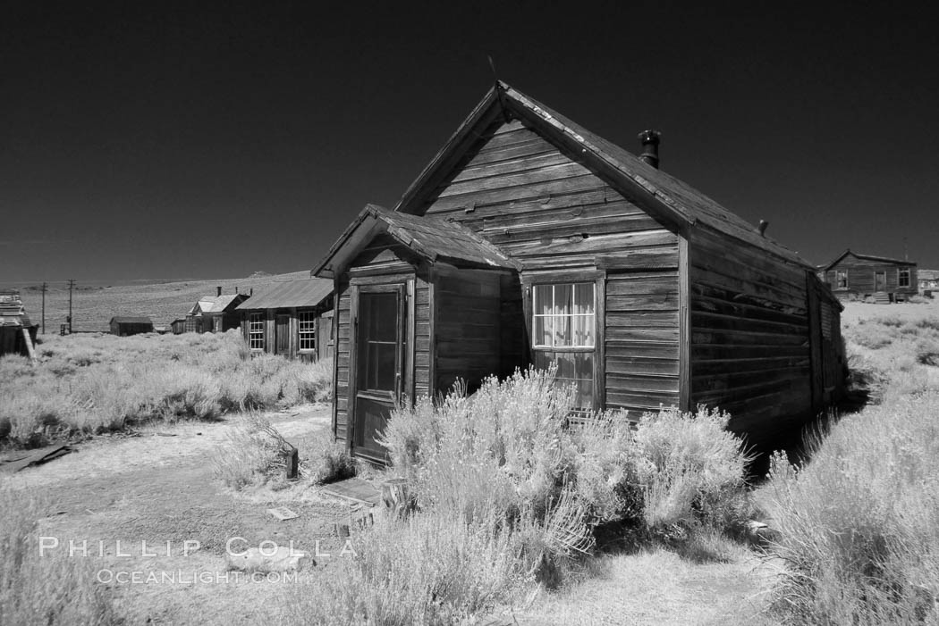 Old wooden home in Bodie Ghost Town, infrared exposure., natural history stock photograph, photo id 23315