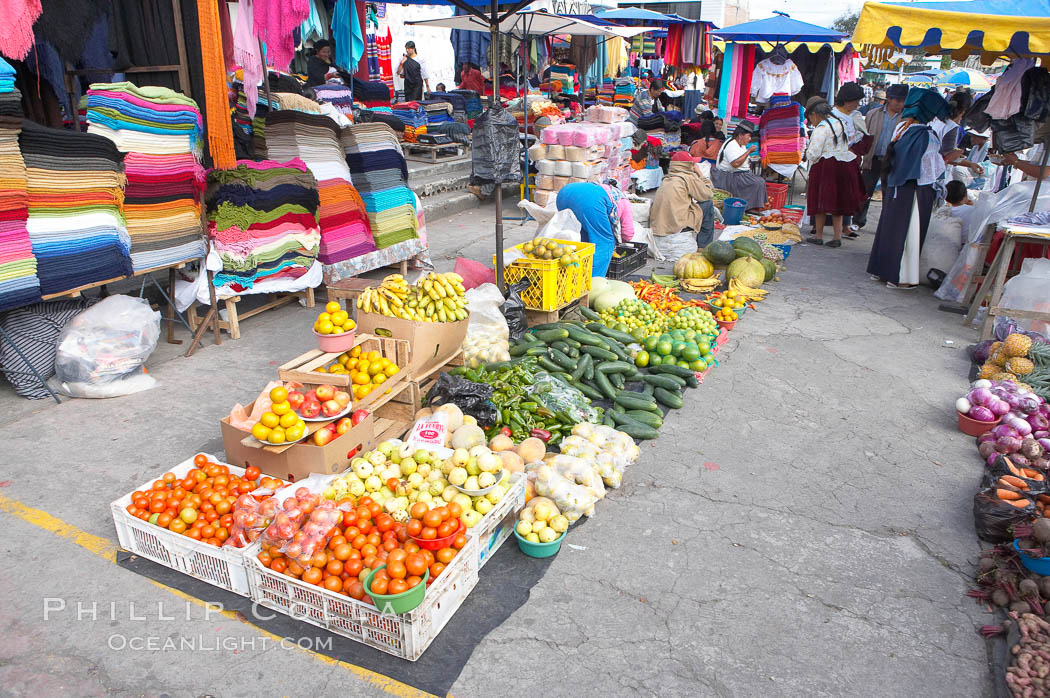 Otavalo market, a large and famous Andean market high in the Ecuadorian mountains, is crowded with locals and tourists each Saturday. San Pablo del Lago, natural history stock photograph, photo id 16792