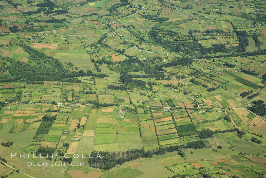 Over central Kenya, showing agricultural regions., natural history stock photograph, photo id 29768