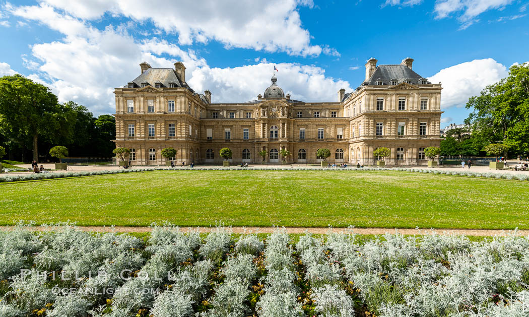 Palais du Luxembourg, Paris. Jardin du Luxembourg. The Jardin du Luxembourg, or the Luxembourg Gardens, is the second largest public park in Paris located in the 6th arrondissement of Paris, France. The park is the garden of the French Senate, which is itself housed in the Luxembourg Palace., natural history stock photograph, photo id 35619