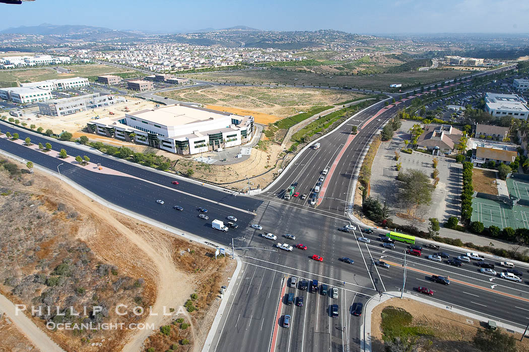 Palomar Airport Road and El Camino Real, intersection, aerial view., natural history stock photograph, photo id 21345