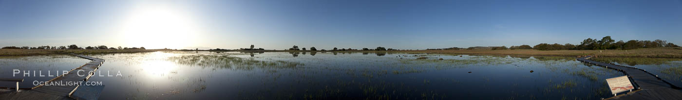 Panorama of a large vernal pool, full of water following spring rains, Santa Rosa Plateau. Santa Rosa Plateau Ecological Reserve, Murrieta, California, USA, natural history stock photograph, photo id 24381