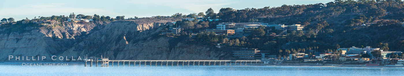 Panorama of SIO Pier, Scripps Institute of Oceanography research pier., natural history stock photograph, photo id 29099