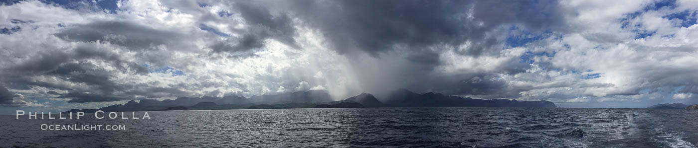 Panorama of Thunderstorm over Baja California, Mexico,  See from near Isla Partida in the Sea of Cortez., natural history stock photograph, photo id 31286