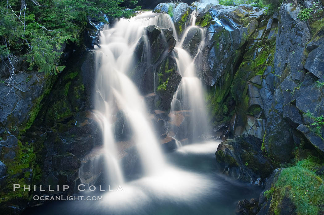 Paradise Falls tumble over rocks in Paradise Creek. Mount Rainier National Park, Washington, USA, natural history stock photograph, photo id 13866
