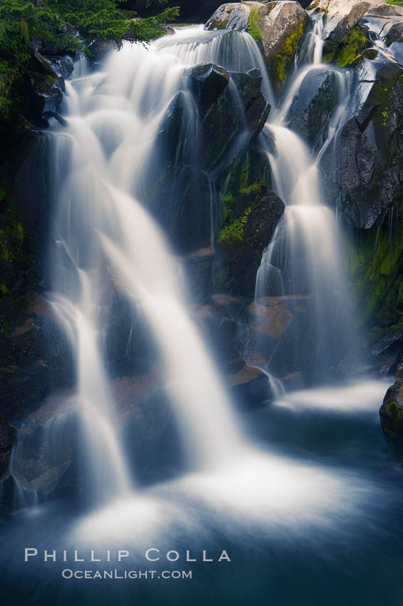 Paradise Falls tumble over rocks in Paradise Creek. Mount Rainier National Park, Washington, USA, natural history stock photograph, photo id 13867