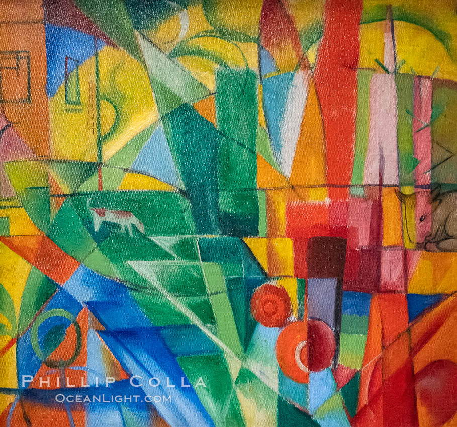 Paysage avec maison et deux vaches, Franz Marc, 1914,  Musee de l"Orangerie. Musee de lOrangerie, Paris, France, natural history stock photograph, photo id 35693