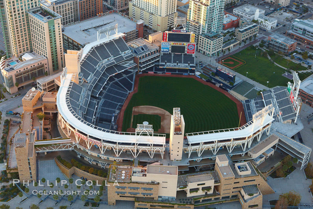 PETCO Park, an open-air stadium in downtown San Diego, home of the San Diego Padres baseball club.  Opened in 2004, it has a seating capacity of approximately 42000. California, USA, natural history stock photograph, photo id 22462