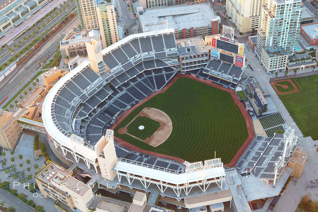 PETCO Park, an open-air stadium in downtown San Diego, home of the San Diego Padres baseball club.  Opened in 2004, it has a seating capacity of approximately 42000. California, USA, natural history stock photograph, photo id 22468