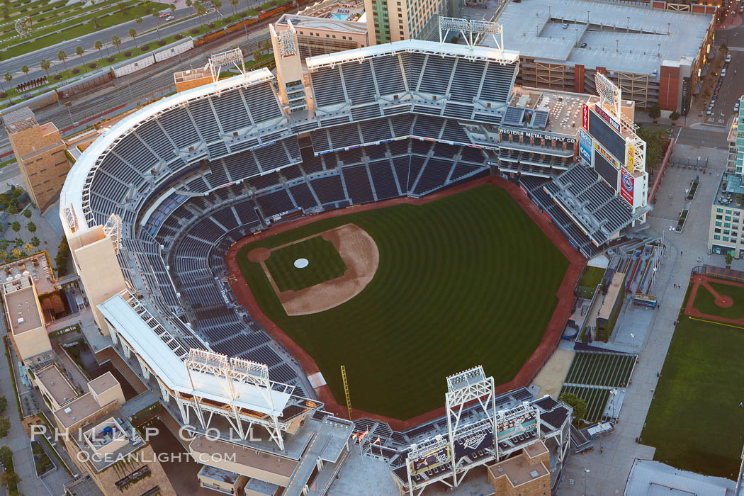 PETCO Park, an open-air stadium in downtown San Diego, home of the San Diego Padres baseball club.  Opened in 2004, it has a seating capacity of approximately 42000. California, USA, natural history stock photograph, photo id 22307