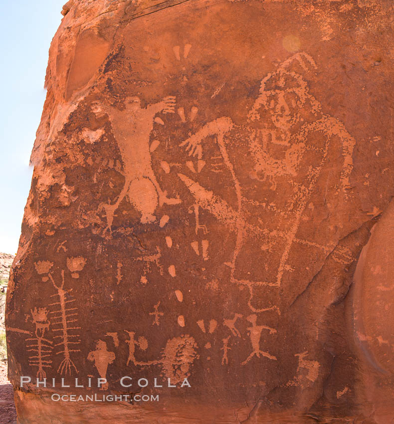 Petroglyphs and native American rock art, Moab, Utah. USA, natural history stock photograph, photo id 29269