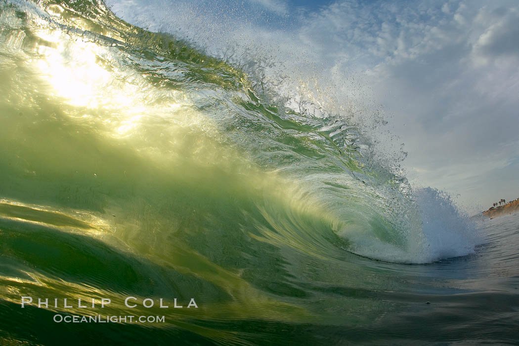 Sunset wave. Ponto, Carlsbad, California, USA, natural history stock photograph, photo id 19402