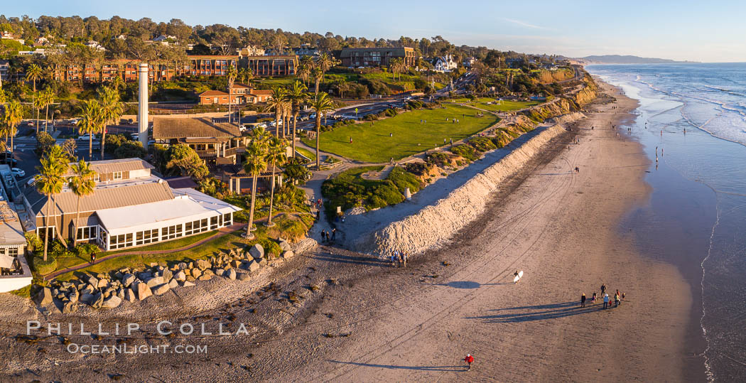 Powerhouse Park and Beach in Del Mar at sunset, aerial photo. California, USA, natural history stock photograph, photo id 38106