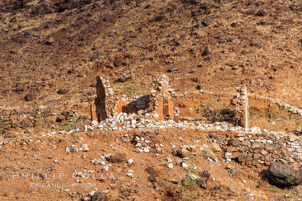 Remains of a small chapel and prison, north end of Guadalupe Island (Isla Guadalupe). Baja California, Mexico, natural history stock photograph, photo id 09726