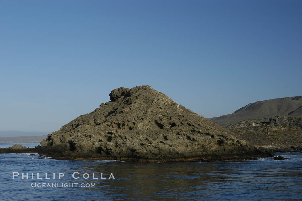 China Hat Point, a prominent feature along the rugged coastline of San Clemente Island at Pyramid Cove, near the islands southeastern tip.  San Clemente Island is used as a US Navy bombing target. California, USA, natural history stock photograph, photo id 07504