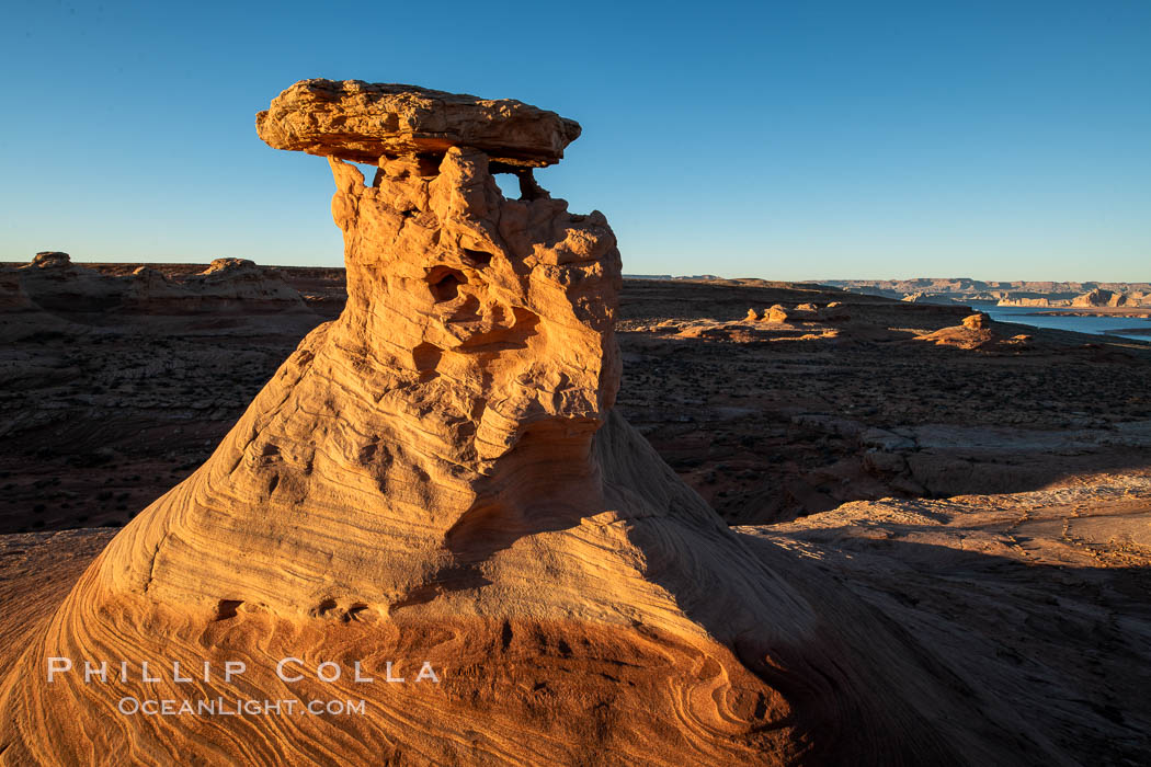 Radio Tower Rock at Sunset, Page, Arizona. USA, natural history stock photograph, photo id 36022