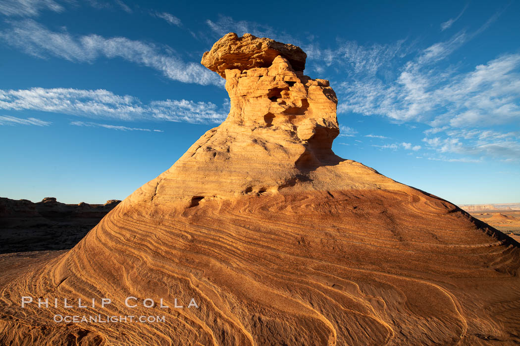 Radio Tower Rock at Sunset, Page, Arizona. USA, natural history stock photograph, photo id 36020