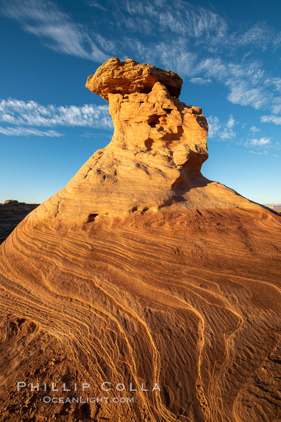 Radio Tower Rock at Sunset, Page, Arizona. USA, natural history stock photograph, photo id 36021