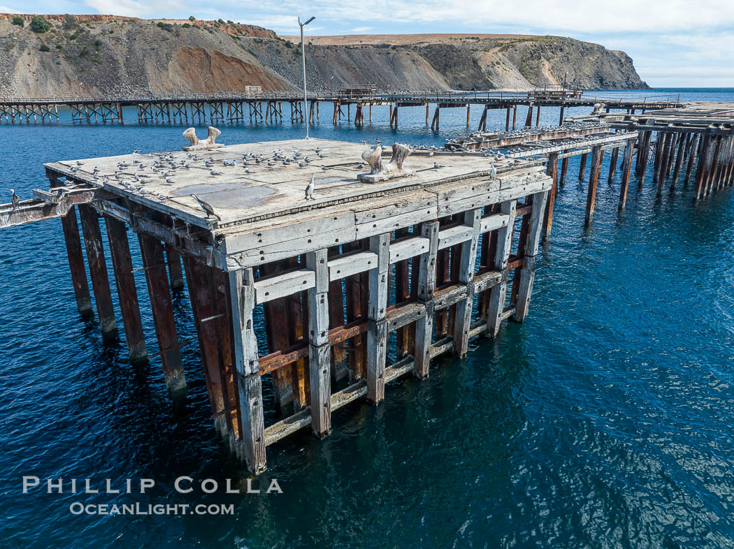 Rapid Bay Jetty Aerial Photo, South Australia.  The now-derelict jetty (wharf, pier) at Rapid Bay is famous for great SCUBA diving, including opportunities to see leafy sea dragons