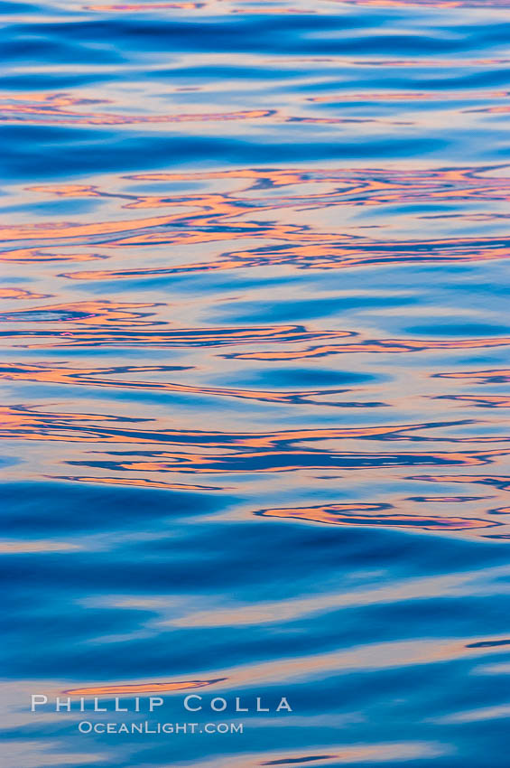 Sunset light is reflected on the ocean's placid waters., natural history stock photograph, photo id 10864