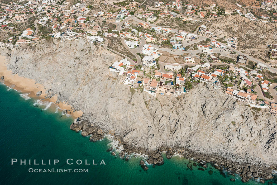 Private homes built on the bluffs overlooking the ocean at Cabo San Lucas. Baja California, Mexico, natural history stock photograph, photo id 28886