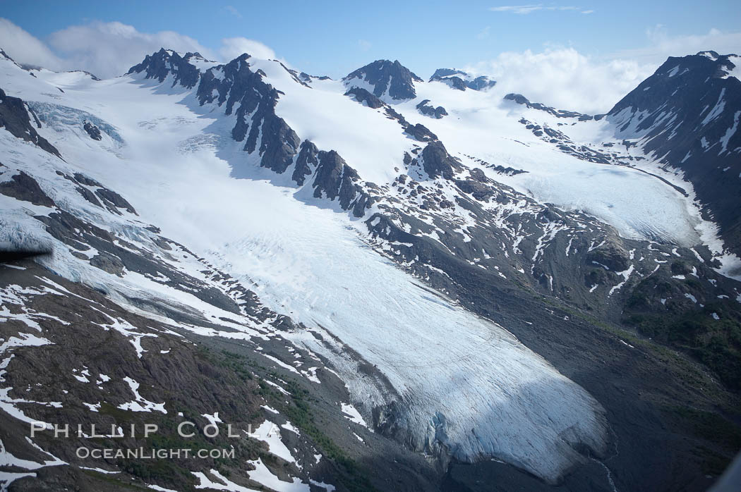 Glacier and rocky peaks, Resurrection Mountains. Alaska, USA, natural history stock photograph, photo id 19058