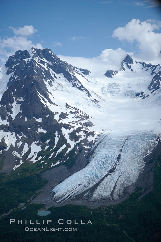 Glacier and rocky peaks, Resurrection Mountains. Alaska, USA, natural history stock photograph, photo id 19028