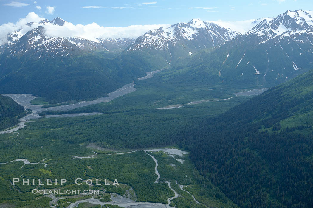 Aerial view, Resurrection Mountains. Alaska, USA, natural history stock photograph, photo id 19036