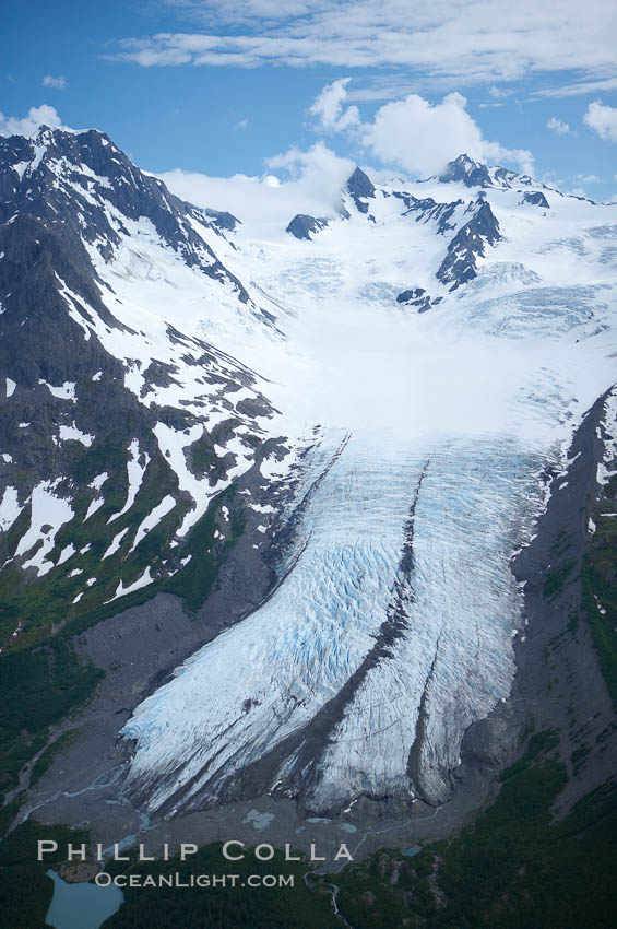 Glacier and rocky peaks, Resurrection Mountains. Alaska, USA, natural history stock photograph, photo id 19039