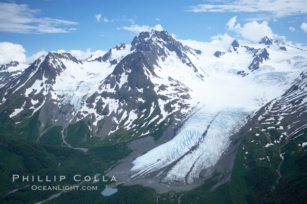 Glacier and rocky peaks, Resurrection Mountains. Alaska, USA, natural history stock photograph, photo id 19055