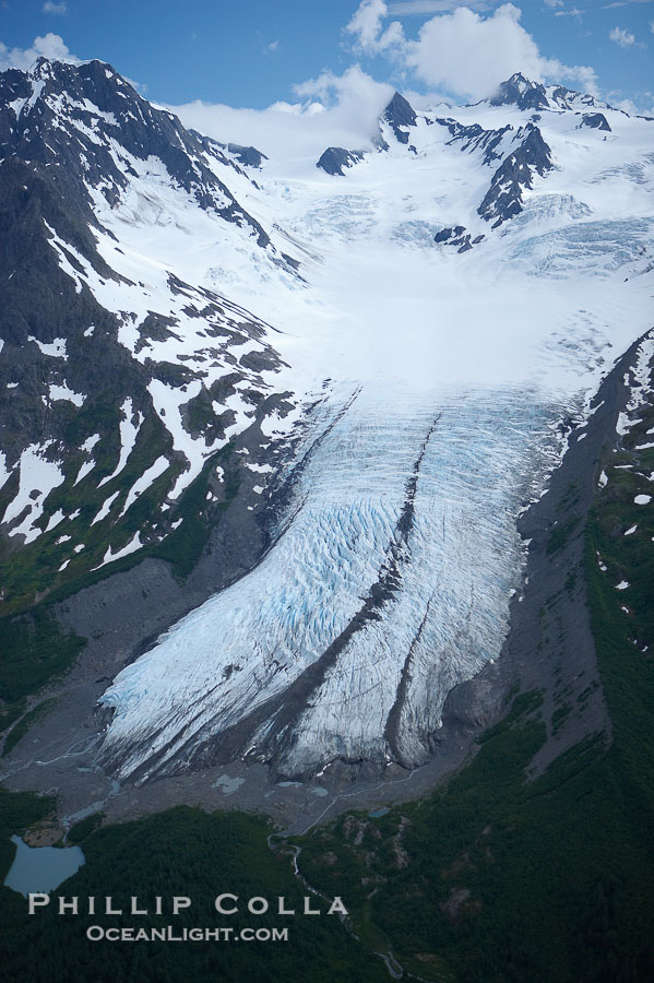 Glacier and rocky peaks, Resurrection Mountains., natural history stock photograph, photo id 19041