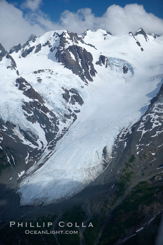 Glacier and rocky peaks, Resurrection Mountains. Alaska, USA, natural history stock photograph, photo id 19057