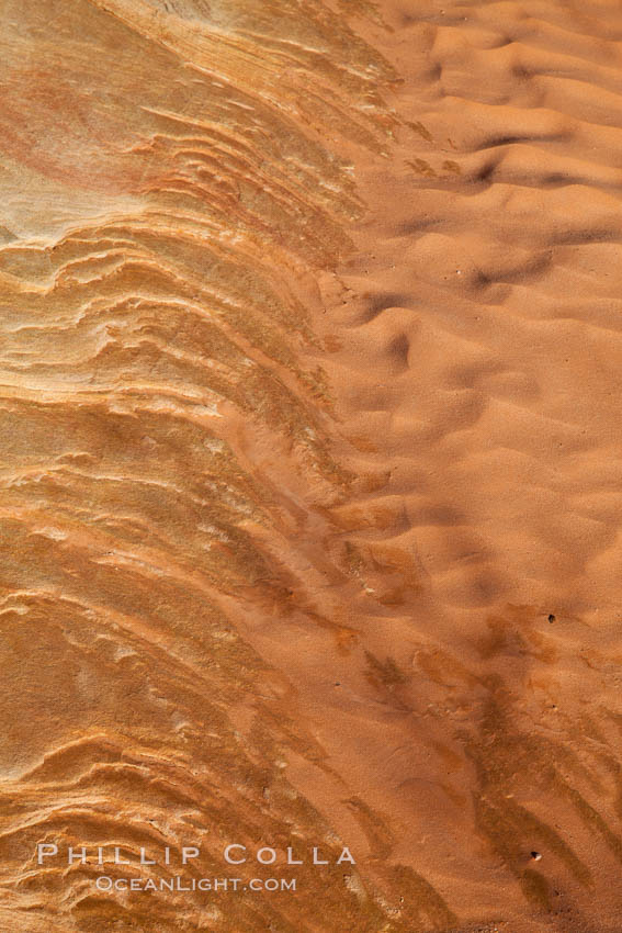 Ripples in sand and sandstone. Valley of Fire State Park, Nevada, USA, natural history stock photograph, photo id 26483