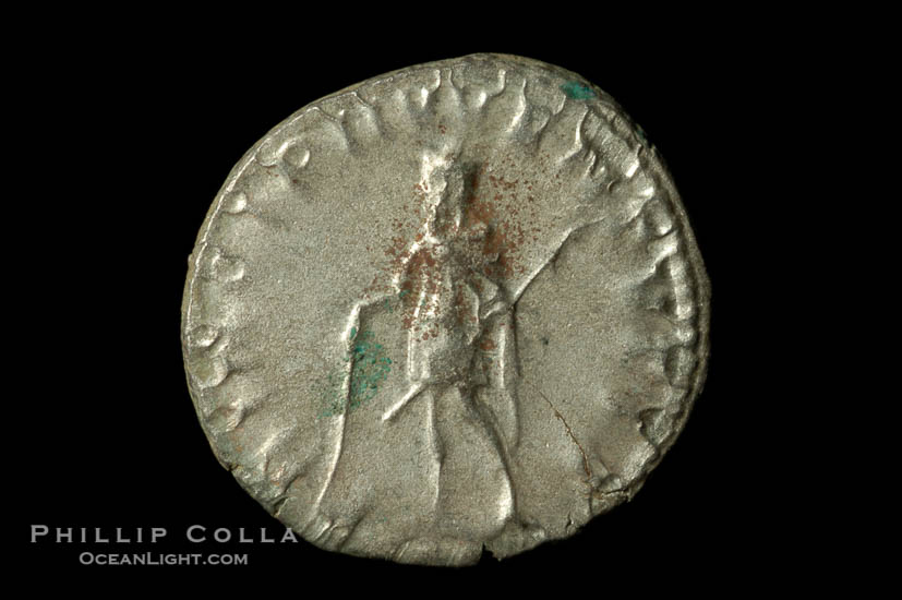 Roman emperor Herennius Etruscus (250-251 A.D.), depicted on ancient Roman coin (silver, denom/type: Antoninianus) (Antoninianus aVF/aF, RSC 26.)., natural history stock photograph, photo id 06605