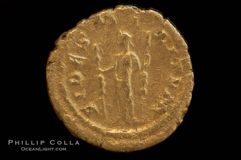 Roman emperor Maximinus I (235-238 A.D.), depicted on ancient Roman coin (silver, denom/type: Denarius)., natural history stock photograph, photo id 06802
