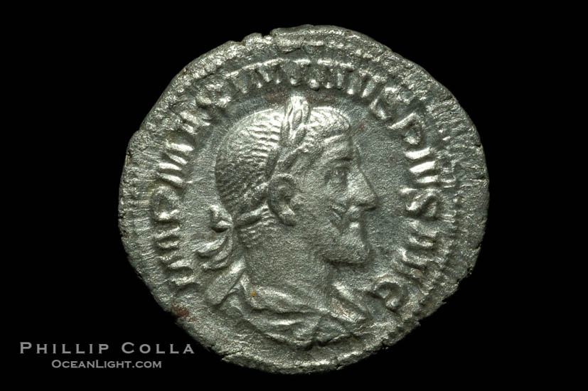 Photo of Roman emperor Maximinus I (235-238 A.D.), depicted on ancient