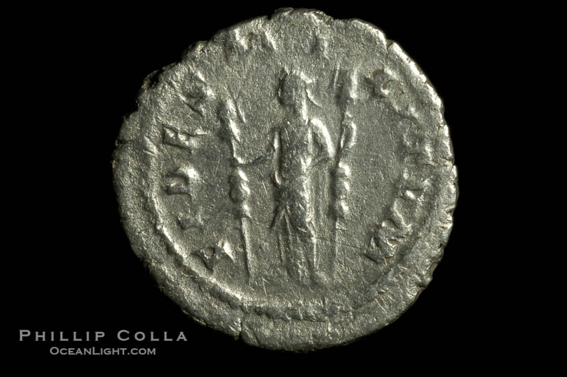 Roman emperor Maximinus I (235-238 A.D.), depicted on ancient Roman coin (silver, denom/type: Denarius)., natural history stock photograph, photo id 06803