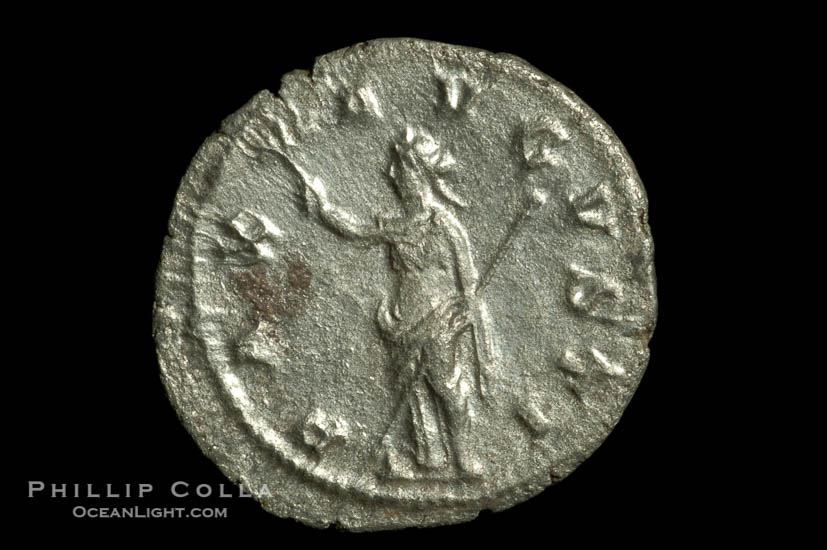 Roman emperor Maximinus I (235-238 A.D.), depicted on ancient Roman coin (silver, denom/type: Denarius)., natural history stock photograph, photo id 06593