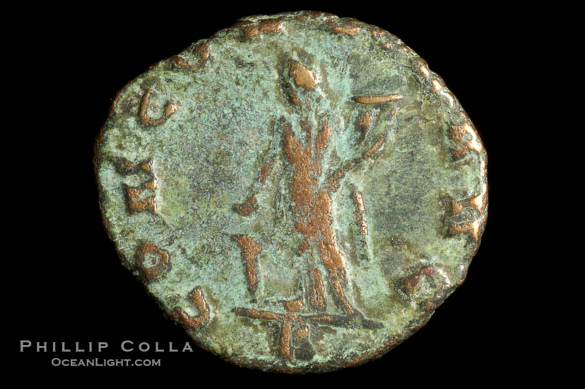 Roman emperor Quintillus (270 A.D.), depicted on ancient Roman coin (bronze, denom/type: Antoninianus)., natural history stock photograph, photo id 06825