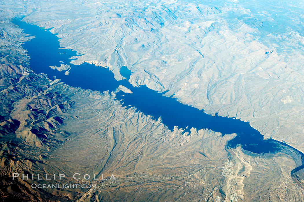Roosevelt Lake, aerial view. Arizona, USA, natural history stock photograph, photo id 22120