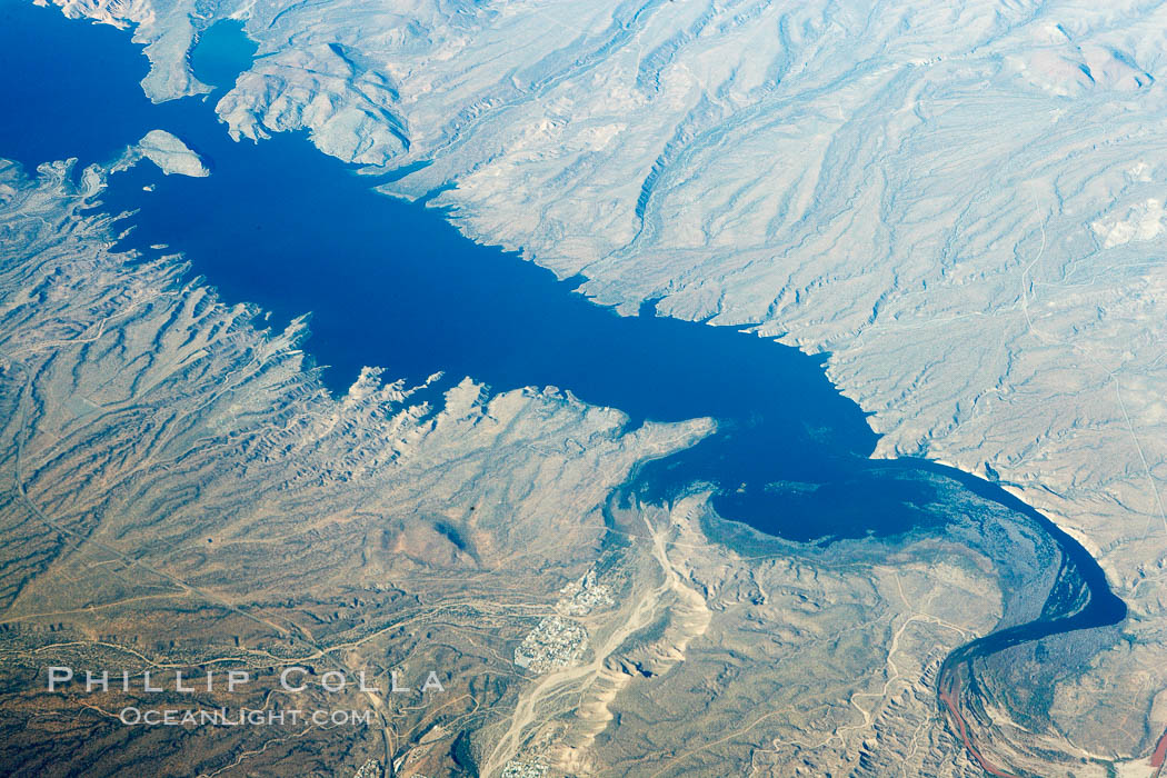 Roosevelt Lake, aerial view. Arizona, USA, natural history stock photograph, photo id 22119