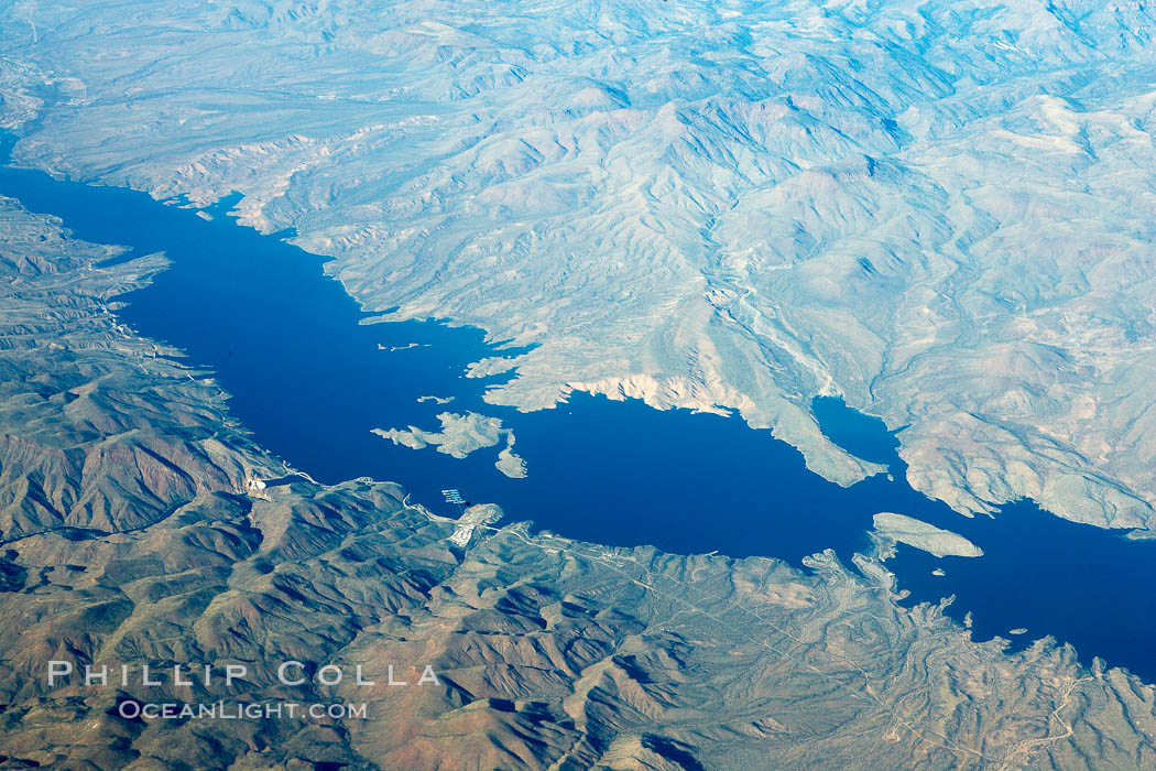 Roosevelt Lake, aerial view. Arizona, USA, natural history stock photograph, photo id 22123