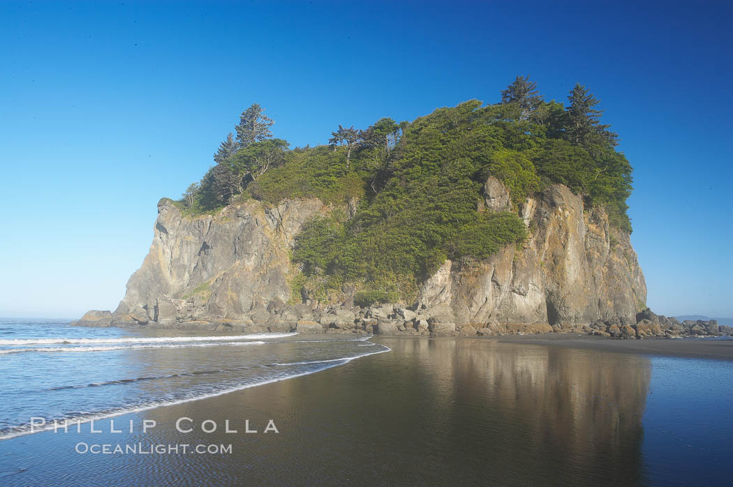 Ruby Beach and its famous seastack, early morning. Olympic National Park, Washington, USA, natural history stock photograph, photo id 13813