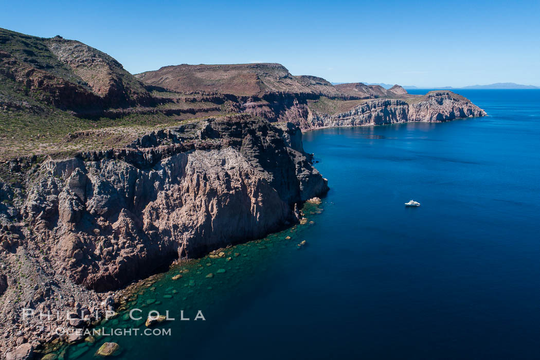 Rugged coastline on Isla Partida, aerial view, Sea of Cortez. Baja California, Mexico, natural history stock photograph, photo id 33778