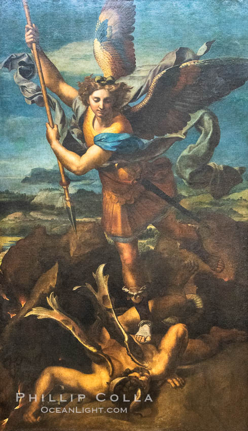 Saint Michael Vanquishing Satan, Rafael, Musee du Louvre. Paris, France, natural history stock photograph, photo id 35636