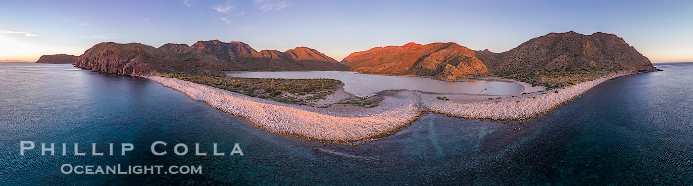 Salt Lake on Isla Espiritu Santo, Baja California, aerial view., natural history stock photograph, photo id 33821