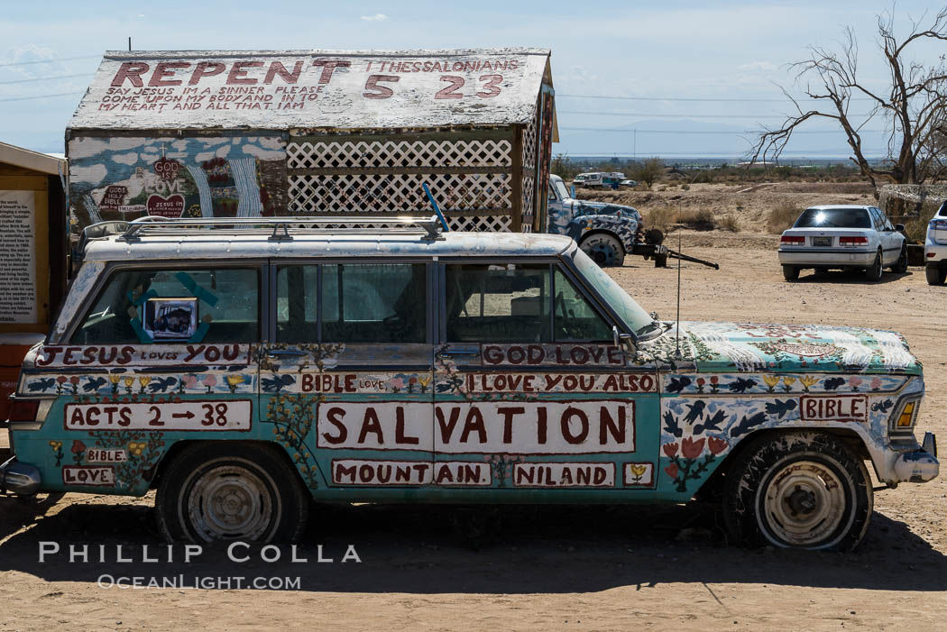 Salvation Mountain, the life work of Leonard Knight, near the town of Niland, California. USA, natural history stock photograph, photo id 29224